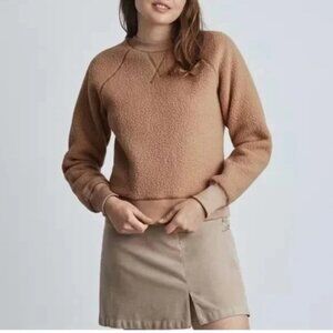 Everlane ReNew Fleece Raglan Sherpa Crewneck Pullover Sweatshirt - Sz Small Tan